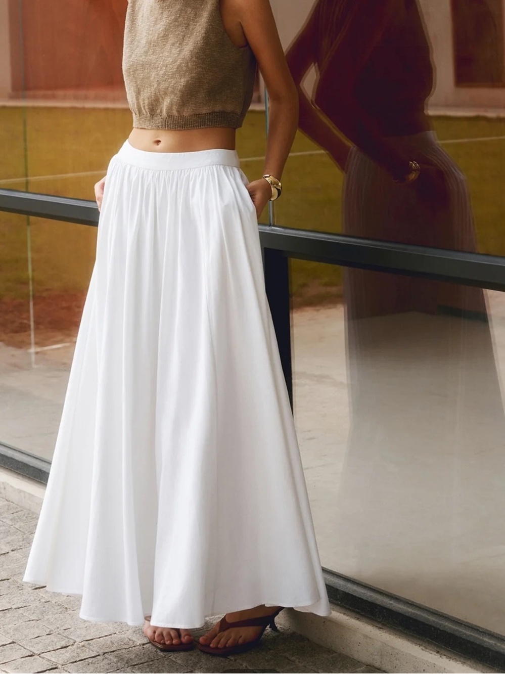 Cotton Pleated Maxi Skirt - brand new - Picture 3 of 8